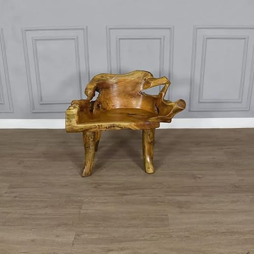 White Star Hand Carved Chair from the Root of a Teak tree