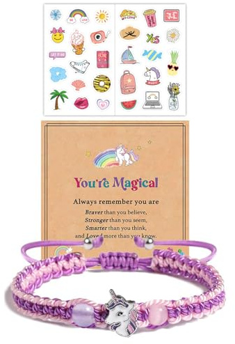MYGLOAR Einhorn-Armband, Einhorn-Armband für Kinder, Geschenk für Mädchen, rosa Perlen- und Einhorn-Armband mit Zirkonia-Armband, Einhorn für Mädchen, Geburtstagsgeschenk, Tochter, Weihnachten