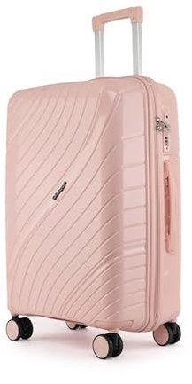 Fly Kite Luggage 28 Inch Large Suitcase 100% Polypropylene Hard Shell with Aluminium Trolley Handle, Real TSA 3 Digit Secure Lock 360° Smooth Wheels Lightweight Suitcase|Pink