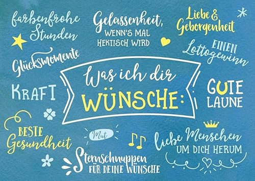 Geburtstags-Postkarte mit Lebensweisheit - Farbenfrohe Karte voller Glück, Kraft und Liebe - Geschenk der Hoffnung, Freundschaft & Freude