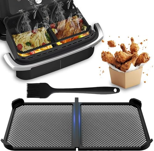 Grille Anti Projection pour Air Fryer Ninja 10.4L AF500EU Accessoires en Silicone Anti Éclaboussure Réutilisable Airfryer Ninja Foodi Friteuse à Air et Pinceau Offert