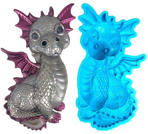 Silikondrachenform – Langlebiges Silikon, Drachenfigur in 3D-Form, Beton in Handwerksform | Stabile Silikonform mit feinen Details, kreative Form für die Produktion