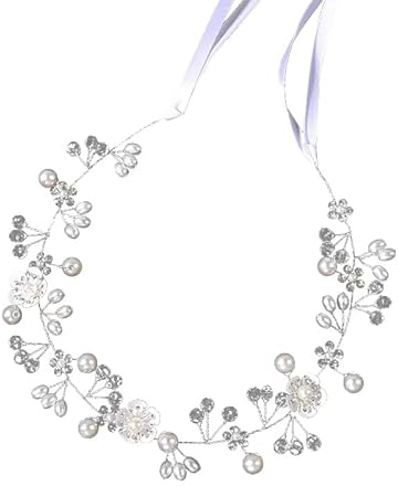 KOZOY Haarschmuck Kommunion, Haarschmuck Mädchen Blumenkranz mit Perlen, Handgemachtes Haarband für Kommunion Hochzeit Blumenmädchen