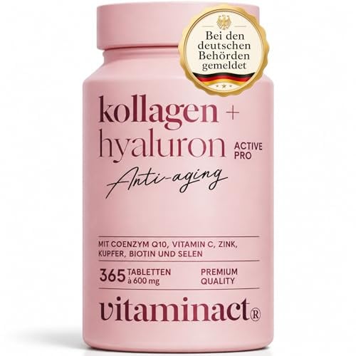 Collagene e Acido Ialuronico ELETTO PRODOTTO DELL’ANNO 2025 - Con Probiotico Bifidobacterium L. BLG1 - Peptidi di Collagene Tipo 1-365 Compresse - Coenzima Q10, Vitamina C, Zinco, Biotina 900% VNR.