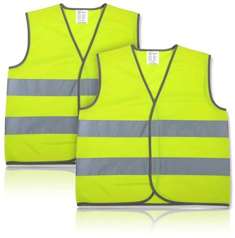 Terilamy 2 Pack Hi Vis Vests for Kids, High Visibility Reflective Vest, School Safety Vest, Yellow High Vis Jacket with Reflective Strips for Kids Girls Boys Outdoor Traffic Work, Construction - L