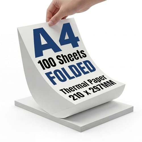 100 Blatt A4 Thermopapier Thermodrucker Papier Schnelltrocknend | Thermo Drucker Papier, Kompatibel, Dokumenten Webseiten Fotos