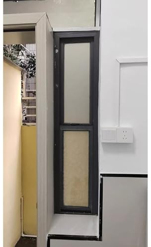 Ventana Ventanas Estrechas de Vidrio Esmerilado para Cobertizos/Baños, Ventanas Corredizas Verticales de Seguridad para Sótanos, Ventanas de Servicio(12x21in/30x53cm)
