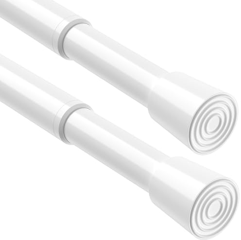 BSYXLSX Lot de 2 Tringles à Rideaux Extensible Sans Percage, 70-100 cm, Barre Rideau Sans Perçage Blanc pour Porte, Petites Fenêtres et Placards, Diamètre 16mm