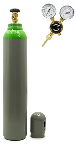 Silesian Argon/CO2 Mix Bouteille de gaz 8 l 150 bar remplie avec mini réducteur de pression Argon/CO2, 2 manomètres et contrôle précis de la pression de gaz – Kit de bouteille de gaz de protection de