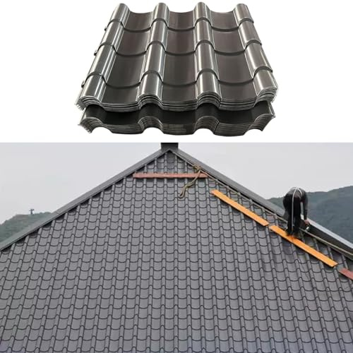 Aluminium-Dachschindeln, Dachpaneele für Villen, hochbelastbare, wärmegedämmte Deckenpaneele, Wellblech-Dachziegel für Dachreparaturen und -dekorationen, Schwarz(20pcs,76.5x30cm)