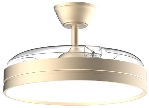 Airwit 106cm Silenzioso Ventilatore da Soffitto con Luce e Pale Retrattili, Dimmerabile Lampada Ventilatore da Soffitto con Telecomando per Camera da Letto, Soggiorno e Cucina 6 Velocità