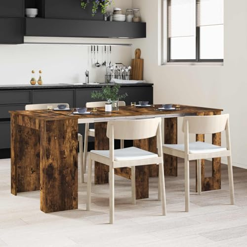 RuiNingRN Esstisch aus Holzwerkstoff in Geräucherter Eiche 180 x 85 x 75 cm, Ausziehtisch Rechteckig mit Erweiterbarer Tischplatte, Multifunktionaler Küchentisch für Esszimmer, Wohnzimmer