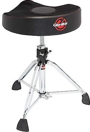 Gibraltar Schlagzeughocker, Drumhocker 9000 Series Air Tech Motorcycle Pro Series Saddle 2-Tone, 9608MW2T (Durchmesser: 43cm, mit atmungsaktiven Nylongewebe, Super Lock, 'Super Foot' Gummifüße)