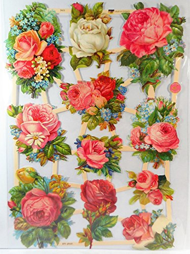 Glanzbilder Rose Blume EF 7411 Oblaten Posiebilder Scrapbook Deko GWI 303