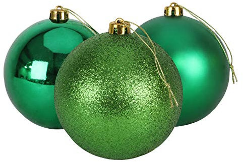 Christmas Concepts® Pack de 3 - Adornos de árbol de Navidad Extra Grandes de 15cm (6) - Adornos Brillantes, Mate y con Brillo (Verde Esmeralda)