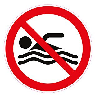 1 x Aufkleber Warnzeichen Baden Verboten Schwimmen Schwimmbad Sticker Achtung