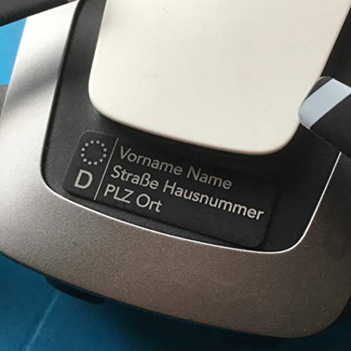 Roboterwerk Fahrzeug-Kennzeichen für Drohnen - Namensschild und/oder mit ab 2021 geforderter e-ID, 30x10mm, Aluminium eloxiert Schwarz