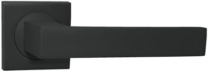 domino Maniglia per porta senza rosetta | rosette quadrate | Maniglia per porta della stanza, porta dell'ufficio, accessori per porta in alluminio | Maniglia per porta nera | QUBIK-QR BLACK