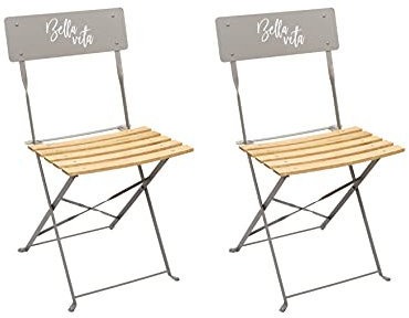 HOME DECO FACTORY - HD7247 – Set mit 2 Klappstühlen Bella Vita Taupe Sitzfläche für den Außenbereich