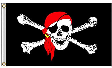 Bandera pirata Jolly Roger 60 x 90 cm para fiestas piratas al aire libre y banner KTV calavera para decoración de Halloween, bar resistente a los rayos UV y a la decoloración (3)