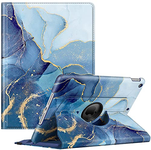 FINTIE Rotating Custodia per iPad 10.2 Pollici 9a / 8a / 7a Generazione (2021 2020 2019) con Built-in Pencil Holder - 360 Gradi di Rotante Cover Protettiva Case con Auto Svegliati/Sonno, Ocean Marble
