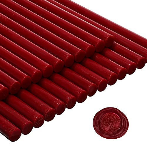 Nuanchu 26 Pieces Glue Gun Sealing Wax Sticks for Wax Seal Stamp and Letter Retro Vintage Seal Glue Gun Sealing for Wedding Invitations Cards Envelopes Wine Gift Wrapping(Wine Red)