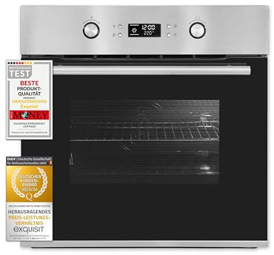 Exquisit Elektrobackofen EBEP 697-3 H | 70 L Backofenvolumen | Inox-Glas