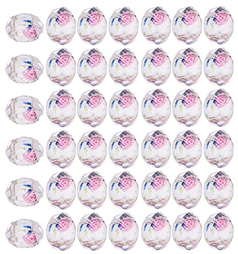 WEWAYSMILE 60 Pieza 10 mm Cuentas de Cristal de Murano Craquelado, Abalorios de Murano de Vidrio con Flor Rondelle, para la Fabricación de Joyas Y Pulseras de Collar DIY, 9~10x7~8mm