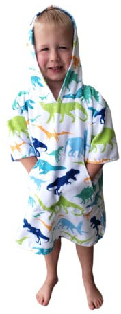 Gifts Amor Kapuzenhandtuch, Badepool Strandponcho für Kinder, schnell trocknend/sandbeständig, klein (3-10 Jahre), Dinosaurier