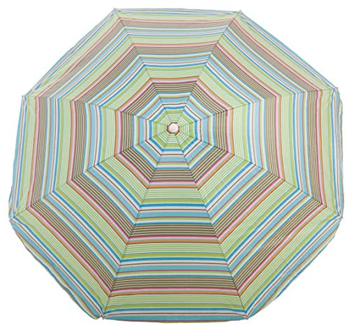 Creaciones Llopis Sombrilla Playa protección UV 50 diferentes tamaños 180 cm., 200 cm. y 220 cm. (Rayas Verde Claro, 200 cm.)