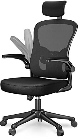 naspaluro Sedia da Ufficio, Sedia Ufficio Ergonomica, Poltrona Ufficio con Poggiatesta e 90° Bracciolo Regolabile, Sedia scrivania Traspirante con Supporto Lombare, Nero