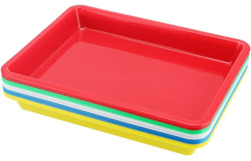 ZOENHOU 10 Pack Plastic Activity Tray, 27.5 x 21 cm 5 Assorted Colours Multicolor Art and Crafts Organiser Tray Sensory Trays for DIY Projects, Painting