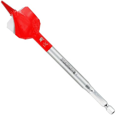 Diablo Demo Demon Spade Bit for Nail-Embedded Wood, Ultra-Durable and Long-Lasting - 1-1/4 Diameter, 1/4 Hex Shank, 6 Length - DSPD4070