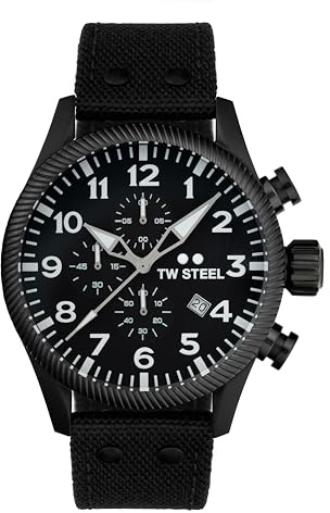 TW Steel CS101 Men's Analogue Quartz Watch with Leather Strap, Black, Modern