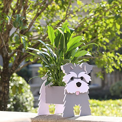 Fitcho Schnauzer-Geschenke für Frauen, Schnauzer-Hunde-Pflanzgefäß, niedlicher Hunde-Blumentopf für Gartendekoration, Schnauzer-Form, kleiner Schnauzer, grau