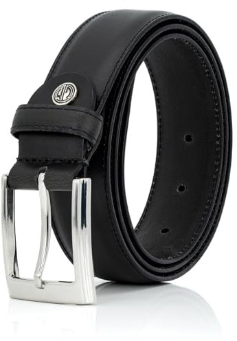 LINDENMANN Rindledergürtel Herren, Gürtel Leder 35 mm breit, Gürtel Herren, Rindledergürtel schwarz, Größe/Size:110, Farbe/Color:schwarz