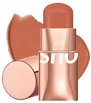 6 Farben Lippenstift Blush Stick 3-in-1 Augen Wange und Lippe Tint Buildable Waterproof Lightweight Blush Stick Creme Blusher Makeup für Frauen (#04)