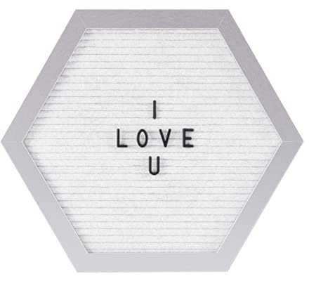 Melannco Filz-Buchstaben-Tafel, sechseckig, mit Buchstaben & Zahlen, zur Ankündigung, Weiß & Silber