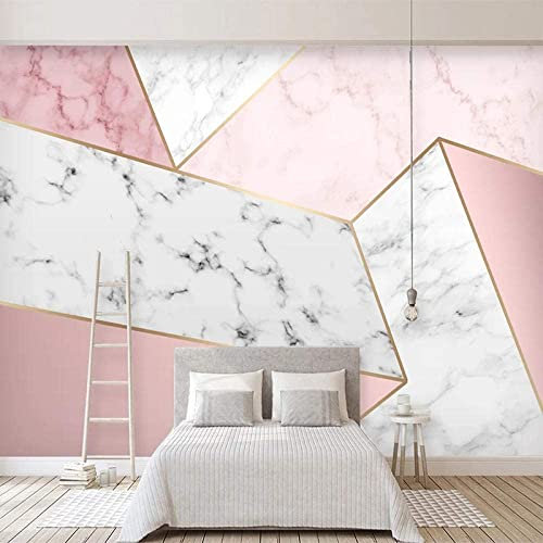 Texture Marbre Géométrique Rose Fond D'Écran 3D Muraux, Décorations Murales 3D Photo Peintures Murales Papier Peint Adapté Pour Le Salon Et La Chambre Tv Fond Mur Peler Et Coller Mur Photo, 140 x 70