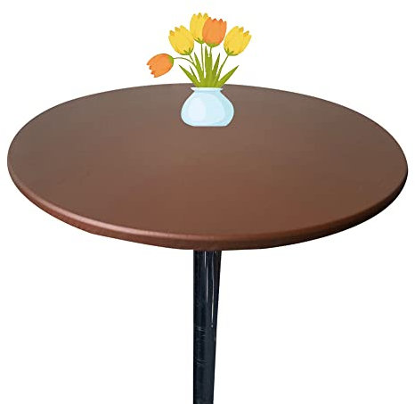 Morbuy Rund Tischdecke Elastisch, Rund Tischdecken Wasserdicht Schmutzabweisend Abwischbar Einfarbig Tischtuch für Dekoration Küchentisch Garten Kaffee Restaurant (60cm,Kaffee)