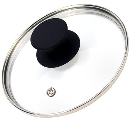 HEVSTIL Couvercle universel pour casseroles, poêles et poêles, 17 cm, couvercle en verre transparent avec poignée en silicone résistant à la chaleur