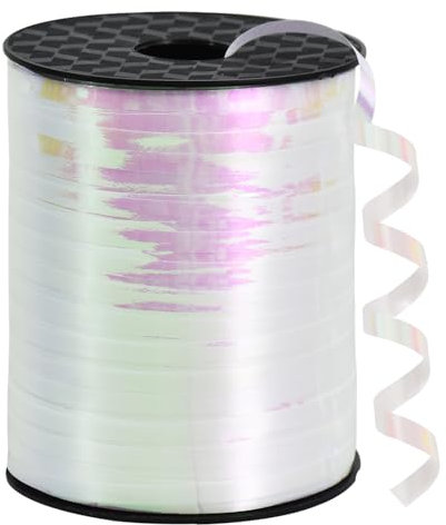 BEISHIDA Ruban à friser fin et bouclé pour emballage cadeau, guirlande de ballons, décoration de fête d'anniversaire, mariage - 452,4 m de long - Blanc