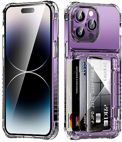 ACANDYA for iPhone 14 Pro Max Case Wallet Clear Protective Phone Case with Credit Card Holder Heavy Duty Protection Shockproof Anti-Scratch Anti-Yellow Cover for iPhone 14 Pro Max 6.7 inch Transparent