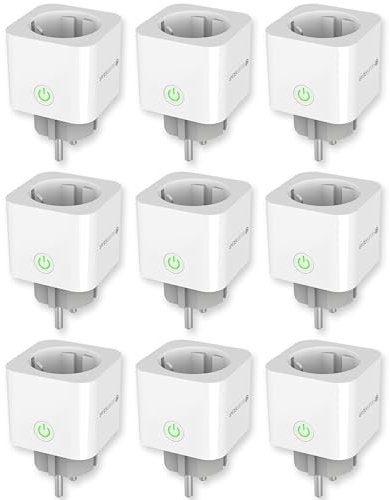 Silvergear® Prise Connectée avec Compteur de Consommation (9 Pack)| Prise Connectée Alexa | Smart Plug Wifi avec Commande Vocale + Fonction Minuterie | Compatible avec Alexa & Google Home
