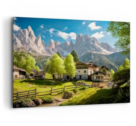 ARTTOR Bilder auf Leinwand 100x70cm Leinwandbild Berge Landschaft Alpen Groß Wanddeko Bild Schlafzimmer Küche Deko Wandbilder Dekoration Wohnzimmer Wall Decor Canvas Wand Kunstdruck Art AA100x70-5814