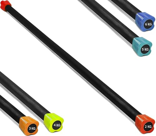 G5 HT SPORT Professionelle Body-Bar mit Gewicht von 2 bis 6 kg, Langhantelstange für Aerobic, Yoga, Pilates | Home Gym und Fitnessstudio (2 kg (rot))