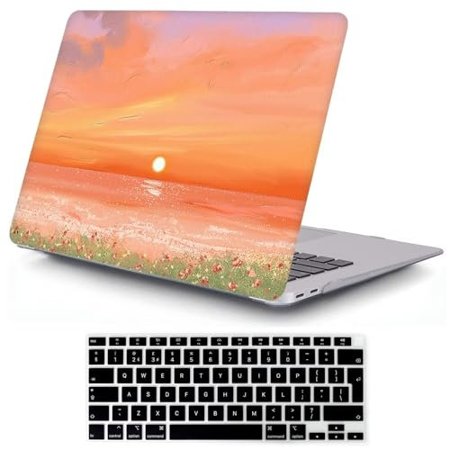 MOKASE Compatibile con MacBook Air 13.3 Pollici Custodia 2021 2020 M1 A2337 A2179 A1932 con Touch ID, Custodia Rigida in Plastica e Tastiera Cover per New Air 13 Pollici 2018-2021, Sunset Orange