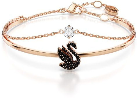 Swarovski Swan Armreif, Rosé Vergoldeter Damenarmreif mit Schwan-Motiv und Strahlenden Swarovski Kristallen