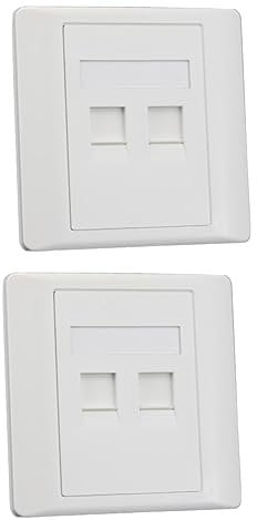 Gatuida 2pcs Cat Port Network Wall Plate Double Keystone Jack Ethernet Socket Standard for Easy Installation Flexible Cover White