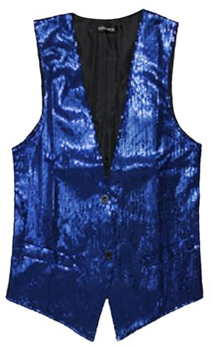 Duohropke Pailletten Weste Jacke für Herren Männer Anzugweste Karneval Fasching Silvester Weihnachten Party Mottoparty DJ Disco Clubwear Kostüm
